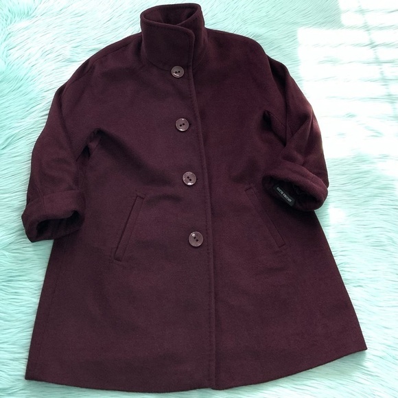 Ellen Tracy Plus Size Wool-Angora-Blend A-Line Walker Coat - Picture 10 of 13